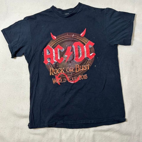 AC/DC Rock Or Bust Tour 2015 black cotton t-shirt #rockon‎ - Picture 1 of 2